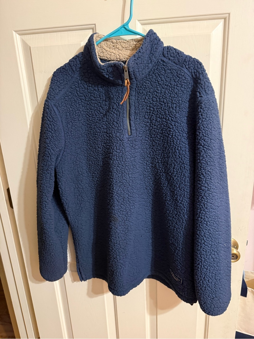 Properly Tied Men’s Navy Sherpa Fleece Pullover Jacket size medium